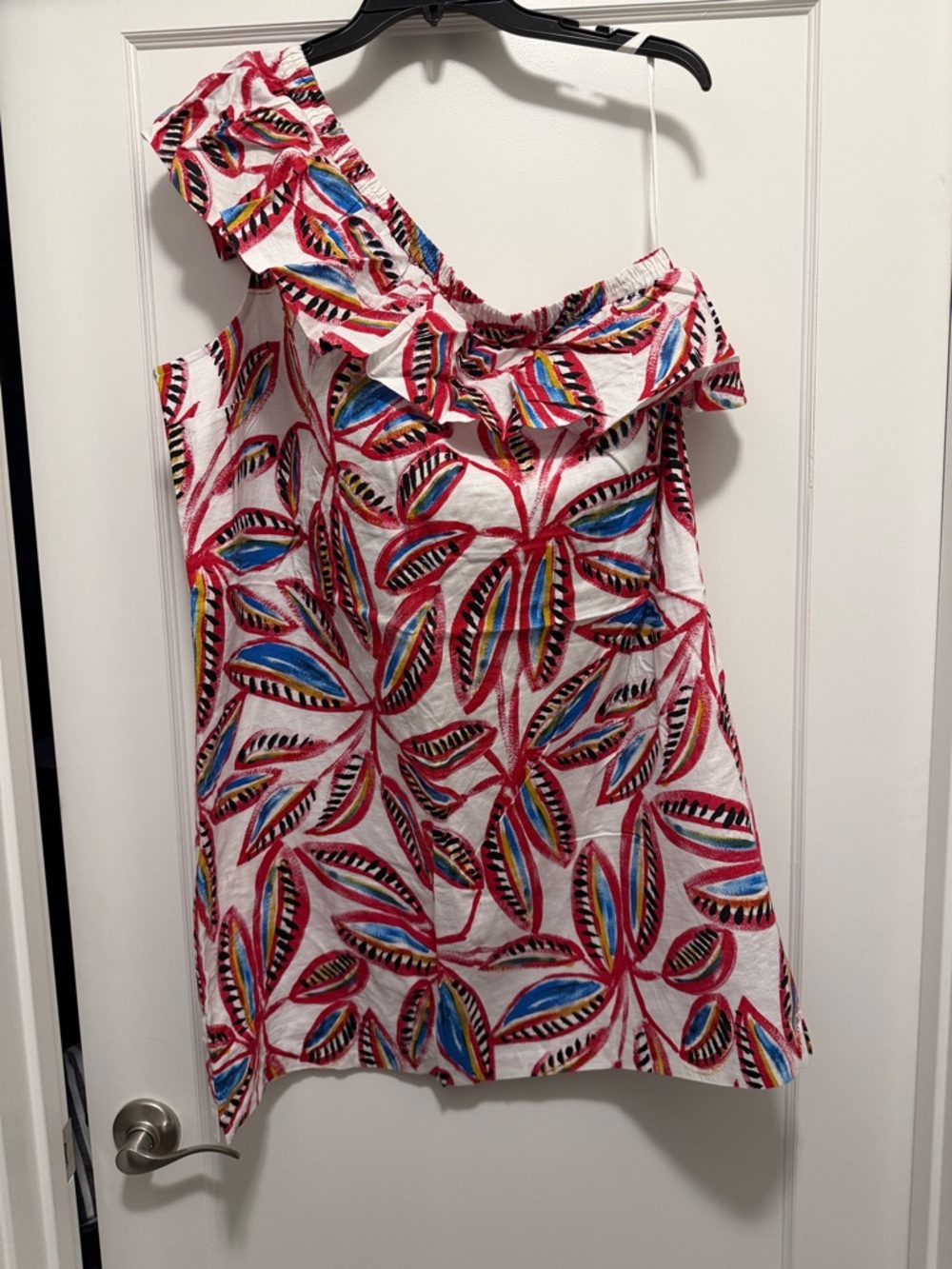 J. Crew One-Shoulder Ruffle Dress - Pink, Blue & Multicolor
